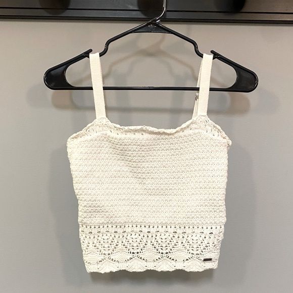 Hollister Tops - 🤍LAST PRICE DROP BEFORE DONATING!! Hollister white knit Crochet crop